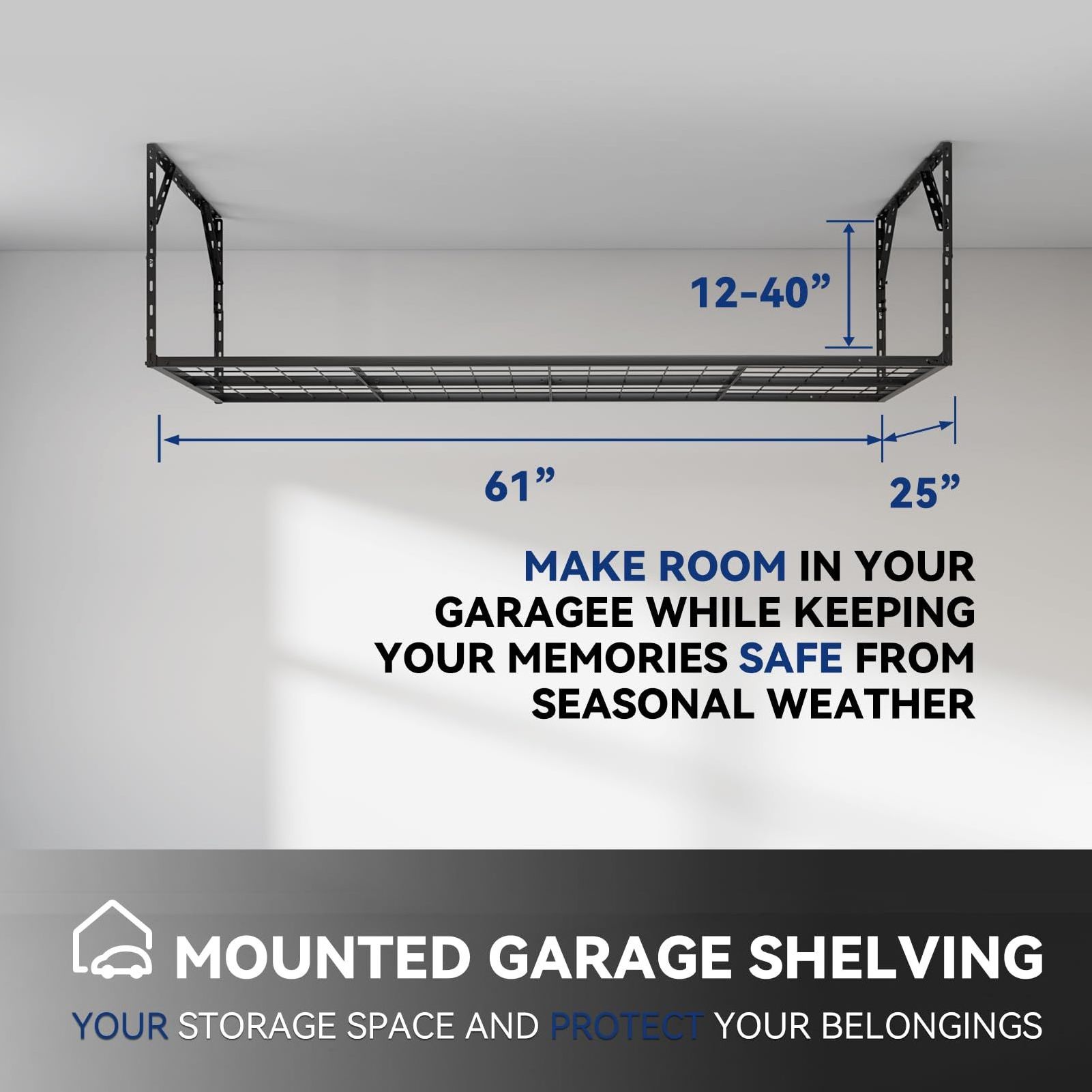 JH-Mech Heavy Duty Mounted Outdoor Storage Shed Loft Shelf Sheds Overhead Garage Storage Rack