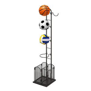 JH-Mech Indoor Removable Vertical Display Stand for Volleyball Football Basketball 4-Tier Garage Sports Ball Organizer