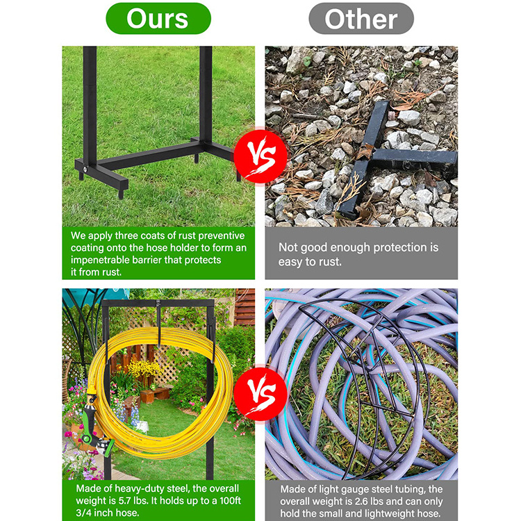 JH-Mech Upgrade Durable Base Hose Storage Hose Stand For Garden Outside Yard Storage Free Standing Coiled Garden Hose Holder