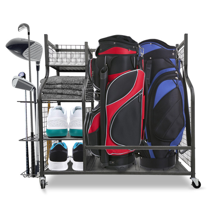 JH-Mech Durable Construction Garage Ball Storage Stand 4-Layer Rack Rolling Balls Organizer Golf Storage Rack