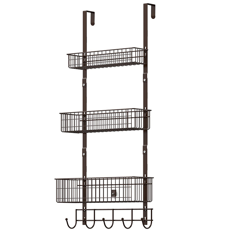 JH-Mech Rust Proof Robust Metal Tubes Organizer Inside Pantry Door Storage Rack