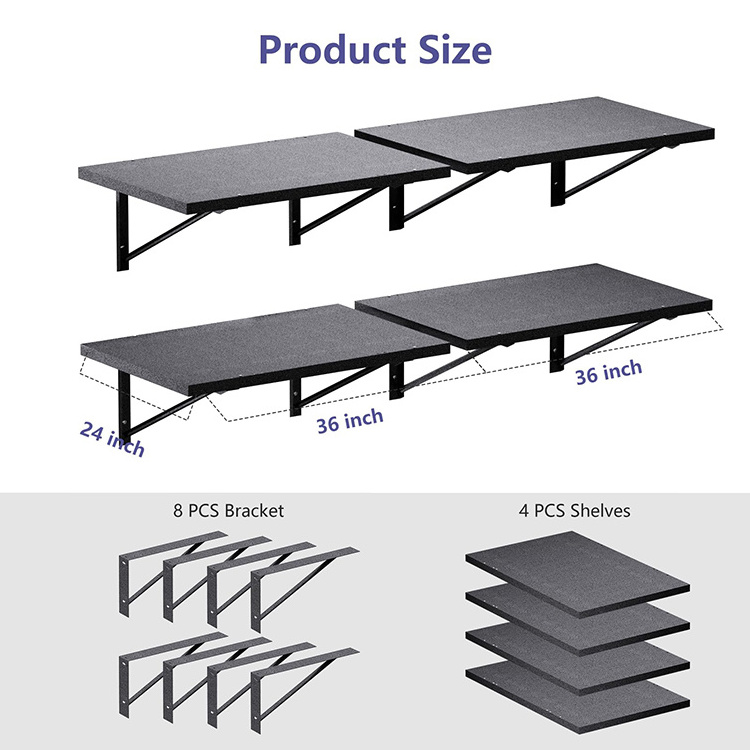 JH-Mech Individual 4 Panels Design Garage Shelving Units Durable Material Solid Steel Floating Shelves for Wall Storage