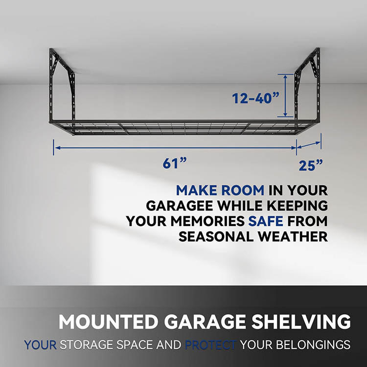 JH-Mech 200 Lbs Load Floating Shelves Suitable for Shop Shed Garage Storage Adjustable Ceiling Garage Overhead Storage Rack