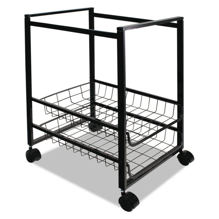 JH-Mech Drawers Filing Cart with Storage Metal Mesh Shelf 3 Tiers Mobile File Metal Storage Cart for Office