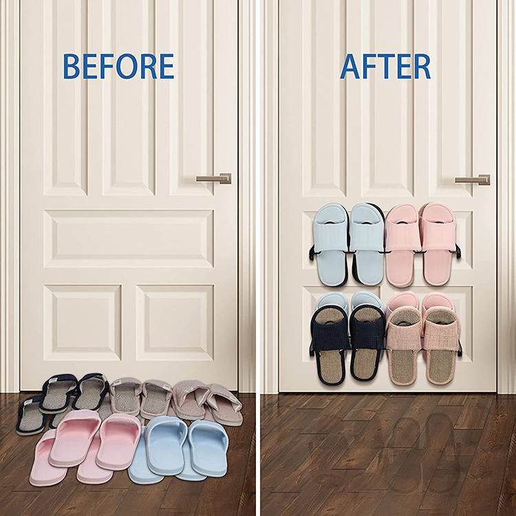 JH-Mech Shoe Storage Holder for Wall Entryway Bathroom Set of Two 8 Pairs Wall Mounted Metal Shoe Rack