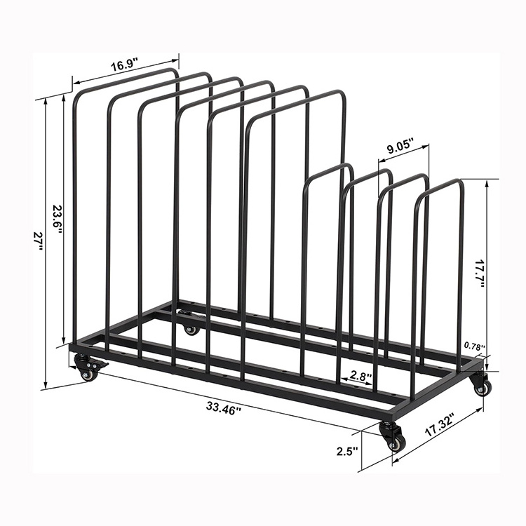 JH-Mech Art Canvas Storage Rack with Wheels Adjustable Large Size Capacity Black Powder Coating Metal Painting Drying Racks