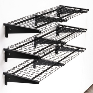 JH-Mech Wire Grid Garage Shelving Every Day Clutter Corner Shelf 5 Tier Wall Mounted Shelves Garage