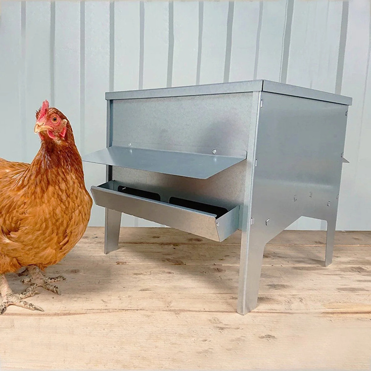 JH-Mech Chicken Feeder Port with Roof Convenient Comfortable Large Galvanised Feeders for Chickens