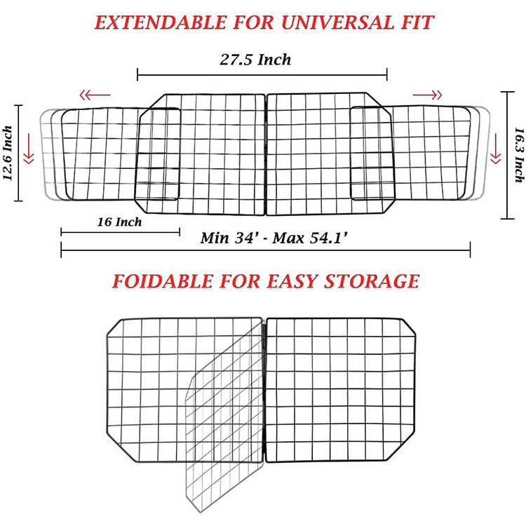 JH-Mech ODM Dog Car Barriers Universal Use Free Adjustment Mesh Wire Metal Dog Car Net Barrier Pet Barrier