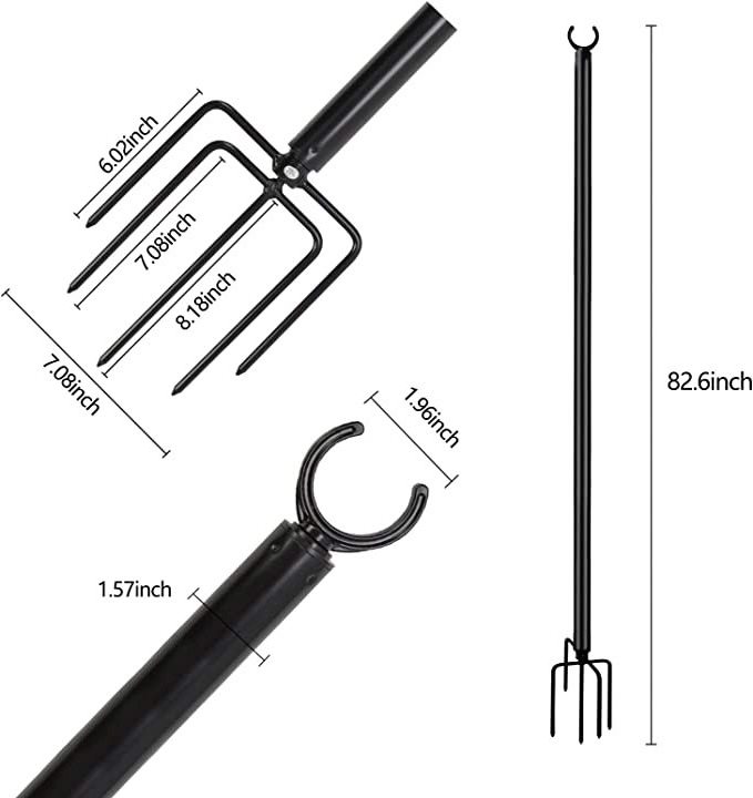 JH-Mech Ready Stock Outdoor Metal Pole for Light String in Garden 9.25 Feet Metal Light Pole with 5 Prongs Forked Bases