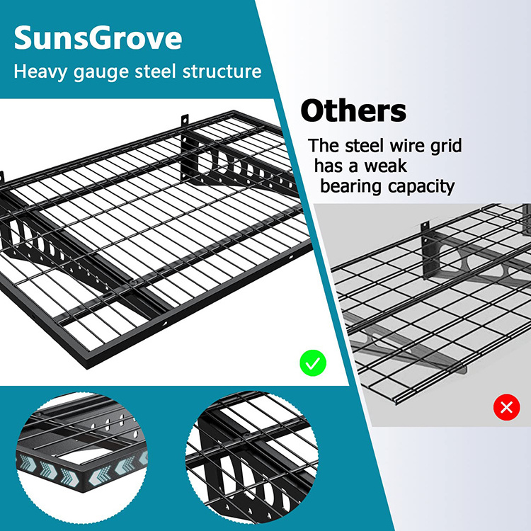 JH-Mech Garage Storage Shelving Wall Mounted 2 Pack 2x3ft, Loads 500 lbs Heavy Duty Sturdy Wall Shelf Garage Storage Rack