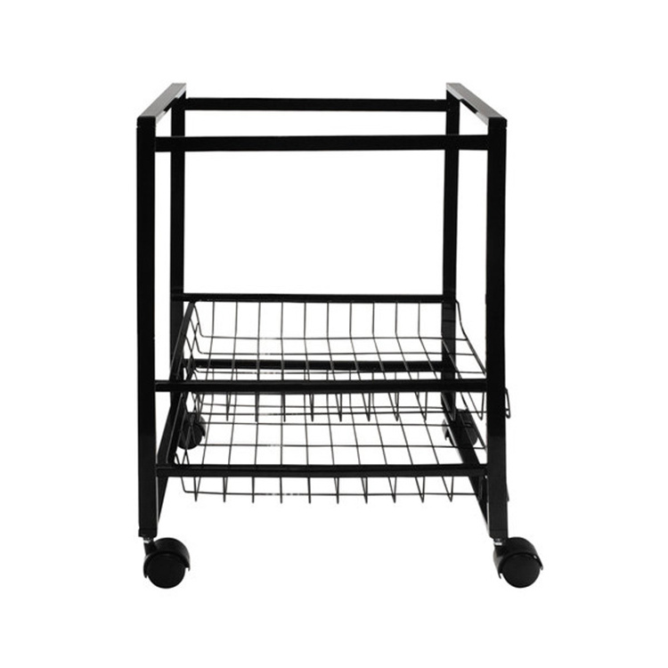 JH-Mech Drawers Filing Cart with Storage Metal Mesh Shelf 3 Tiers Mobile File Metal Storage Cart for Office