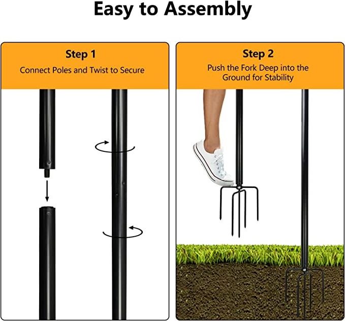 JH-Mech Ready Stock Outdoor Metal Pole for Light String in Garden 9.25 Feet Metal Light Pole with 5 Prongs Forked Bases