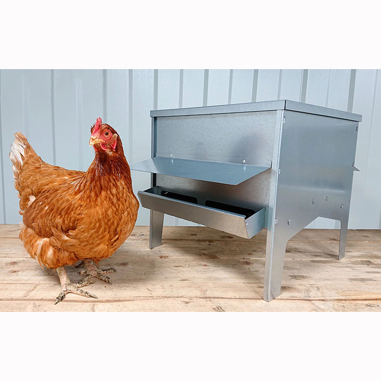 JH-Mech Chicken Feeder Port with Roof Convenient Comfortable Large Galvanised Feeders for Chickens