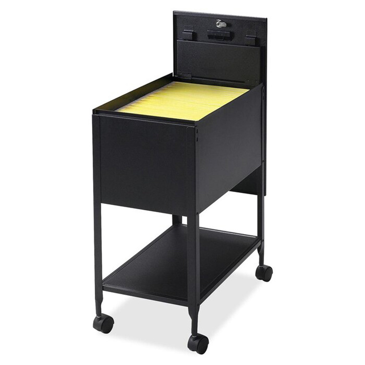 JH-Mech Folding Mobile File Cart with Lock and Wheels Hanging Files Folding Metal File Storage Cabinet