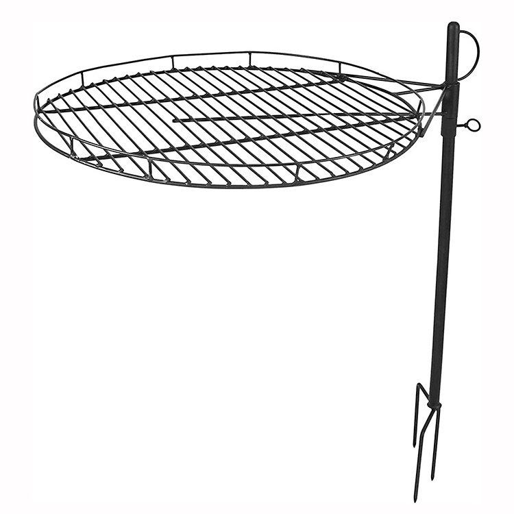 JH-Mech Campfire Barbecue Rack for Outdoor Backyard 360 Degree Rotation Height Adjustable Campfire Grill Grate