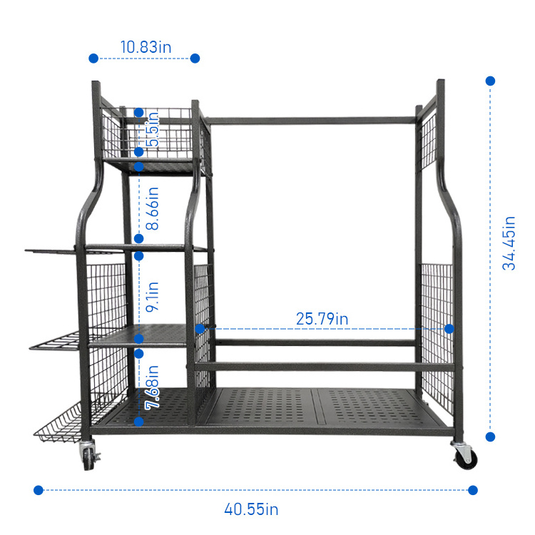 JH-Mech Durable Construction Garage Ball Storage Stand 4-Layer Rack Rolling Balls Organizer Golf Storage Rack