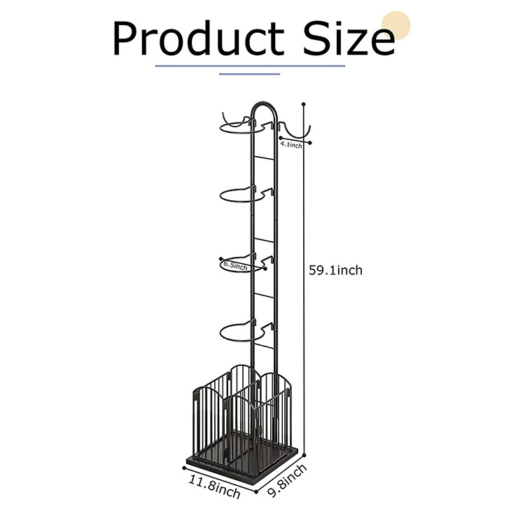 JH-Mech Indoor Removable Vertical Display Stand for Volleyball Football Basketball 4-Tier Garage Sports Ball Organizer