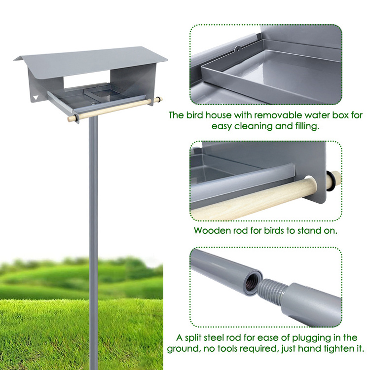 JH-Mech Adjustable Height Rubber Bowl Bird Feeder 2 Strong Prong Forks Carbon Steel Metal Bird Feeder Pole