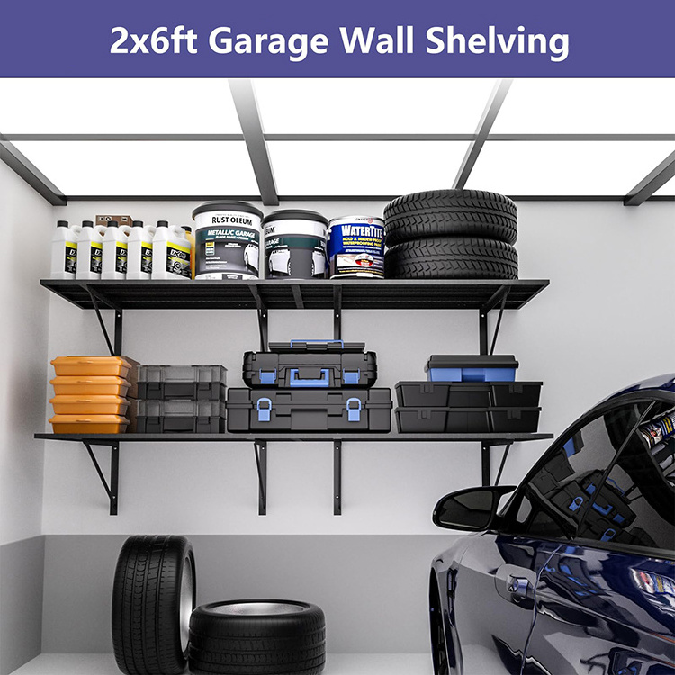 JH-Mech Individual 4 Panels Design Garage Shelving Units Durable Material Solid Steel Floating Shelves for Wall Storage