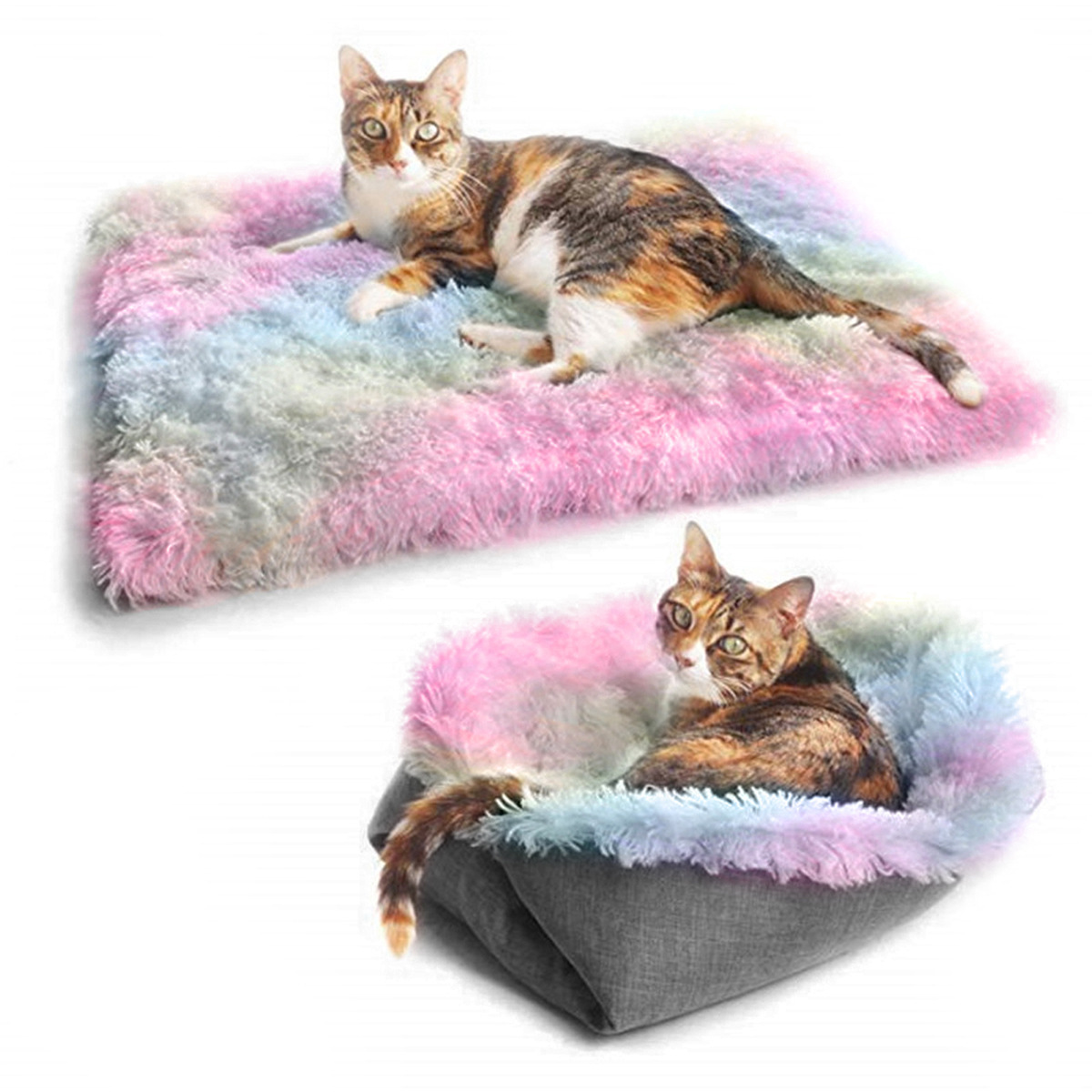 Factory Cheap Pet Cat Bed Mat Foldable Durable Plush 2 In 1 Warm Soft Puppy Pet Cushion pet Sleep Bag