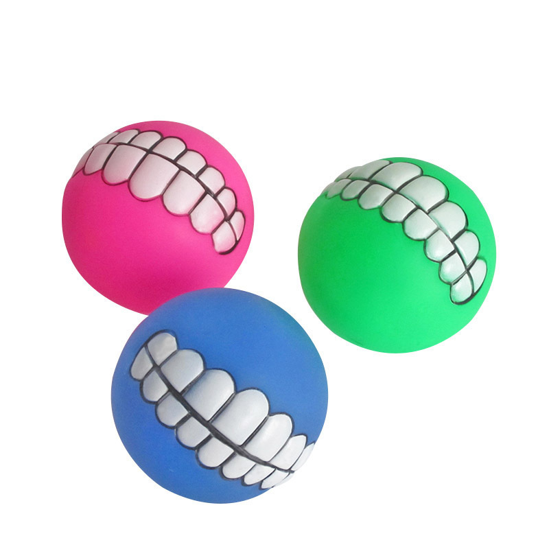 Factory Supply Cheap Pet Toy Ball Interactive Funny Tooth Training Chew Smiley Face Colorful Pet Dog Ball Toy