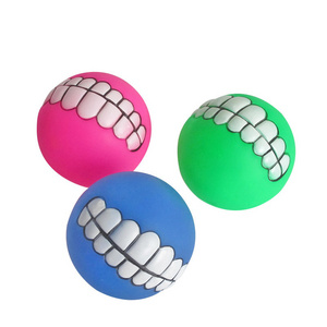 Factory Supply Cheap Pet Toy Ball Interactive Funny Tooth Training Chew Smiley Face Colorful Pet Dog Ball Toy