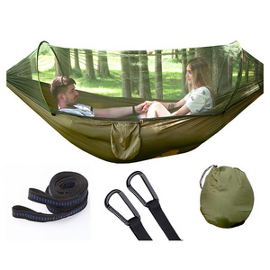 Pop-up Portable Camping Hammock Double with Mosquito Netting Ultralight Nylon Hanging Tree Hammock with Tree Straps