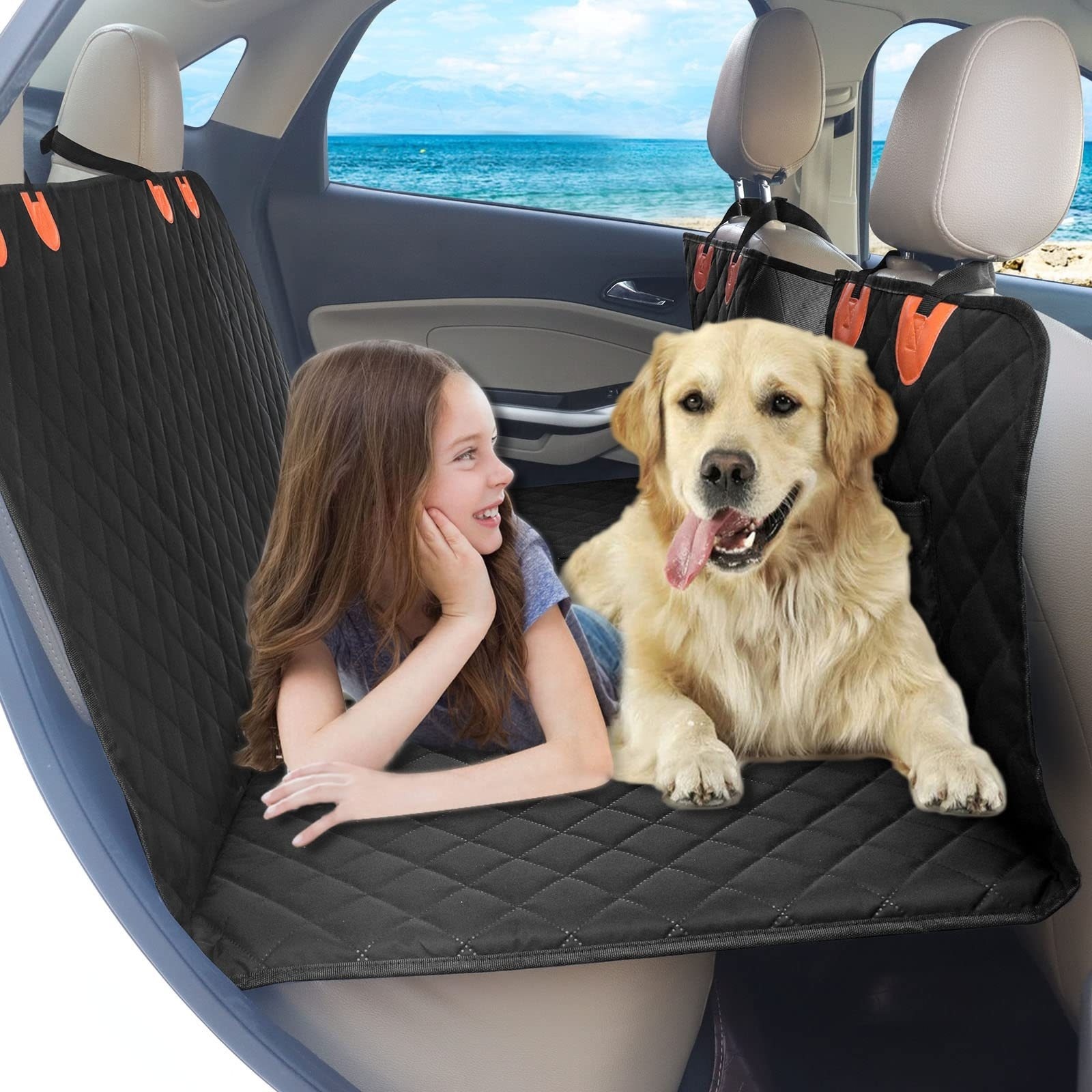 Luxury 100% Waterproof Dog Pet Car seat cover extender Padded Back Antinslip Mesh Hammock Back Seat Extender for dog