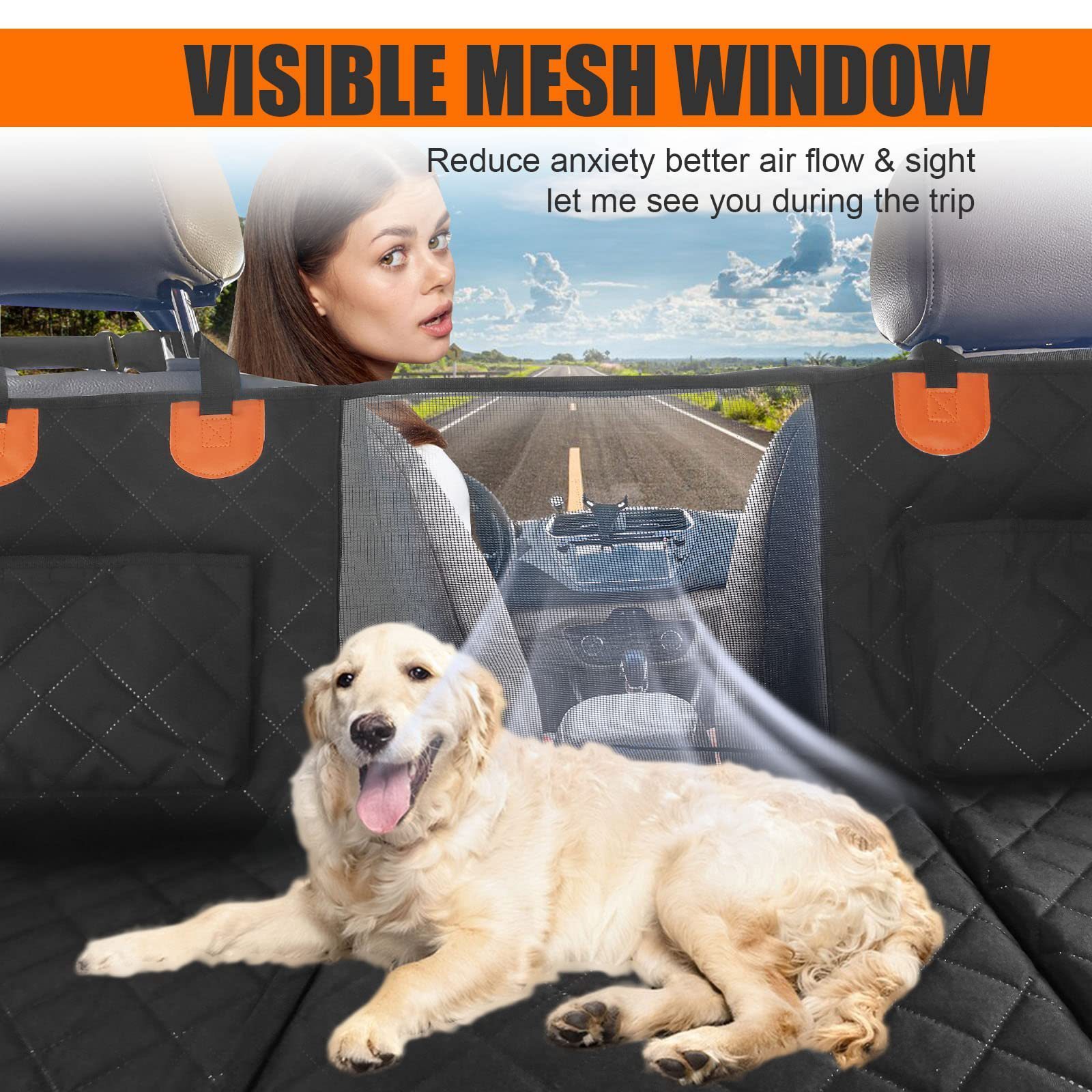 Luxury 100% Waterproof Dog Pet Car seat cover extender Padded Back Antinslip Mesh Hammock Back Seat Extender for dog