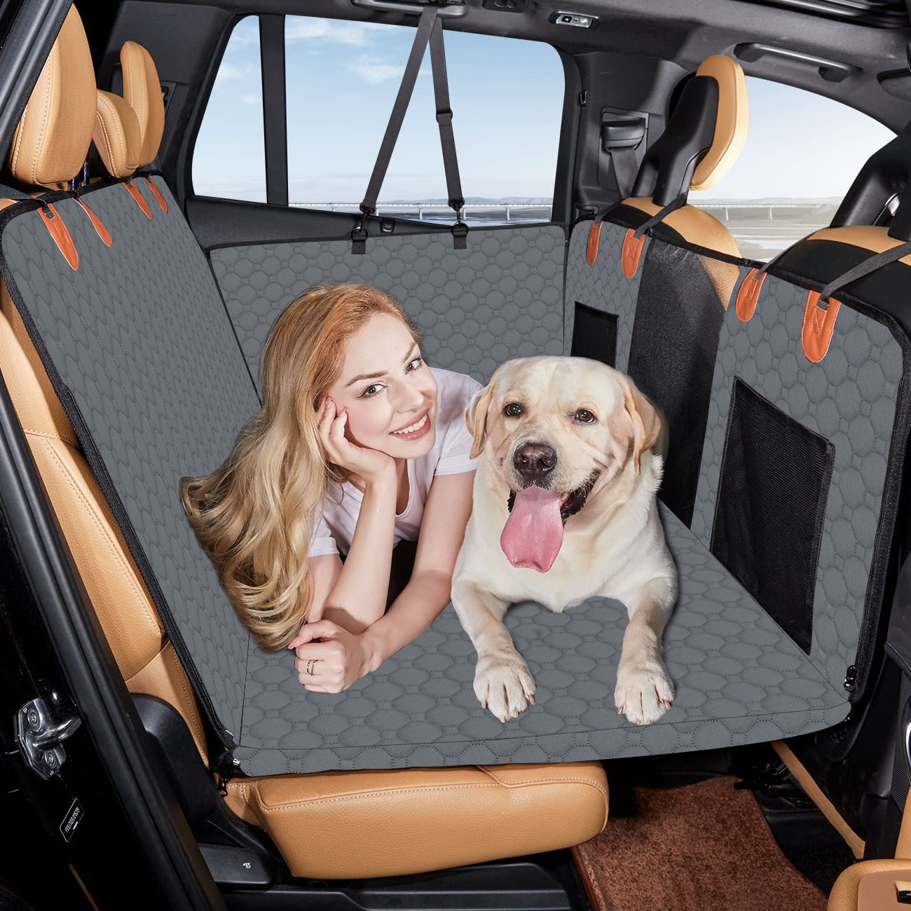 Wholesale Waterproof, Hard Bottom, Wear-Resistant dog seat cover Universal Fit, and Hammock Design pet car seat cover