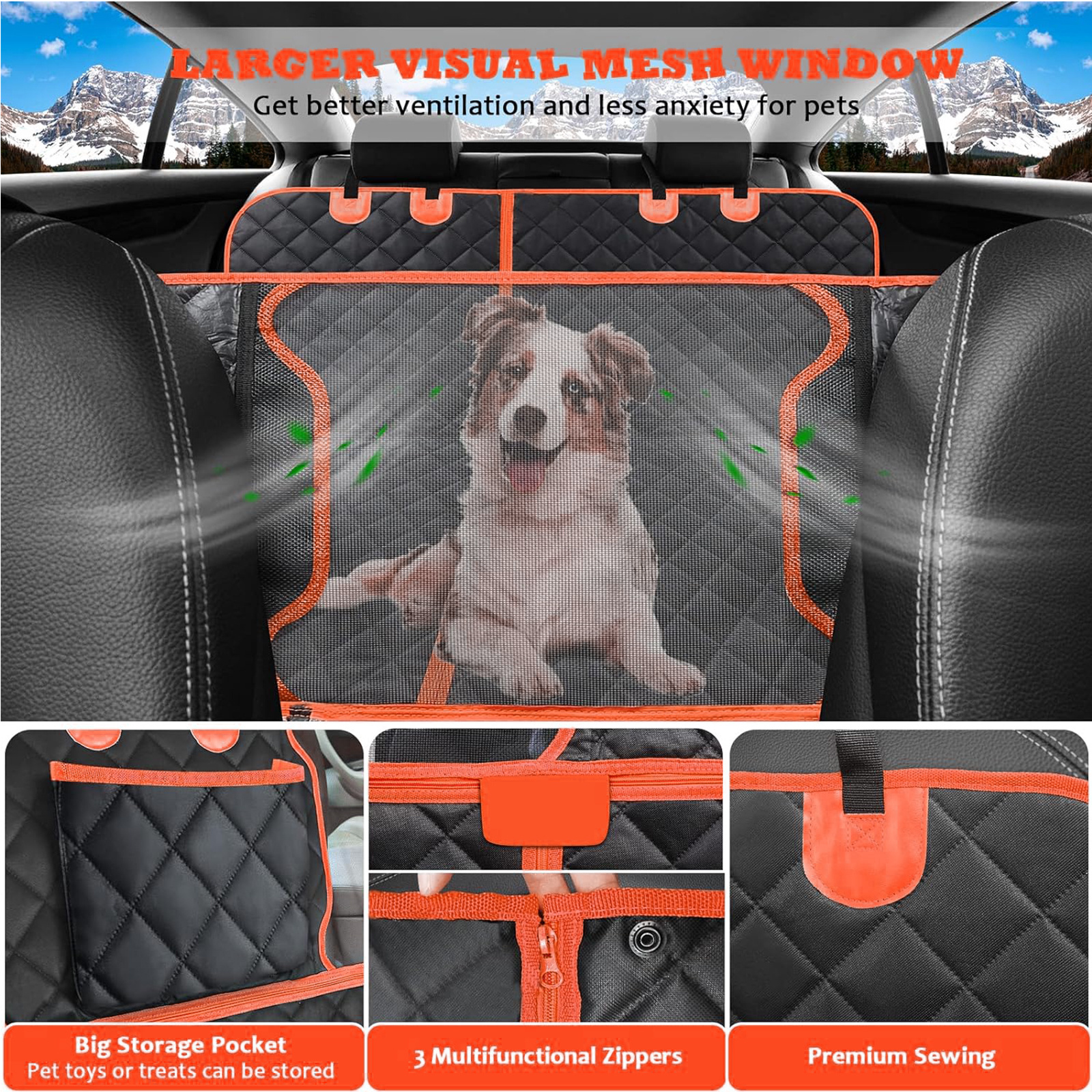 Factory customized Dog Seat Cover 100% Waterproof Dog Hammock  6 in 1 Convertible Dog Car Seat Cover for Back Seat