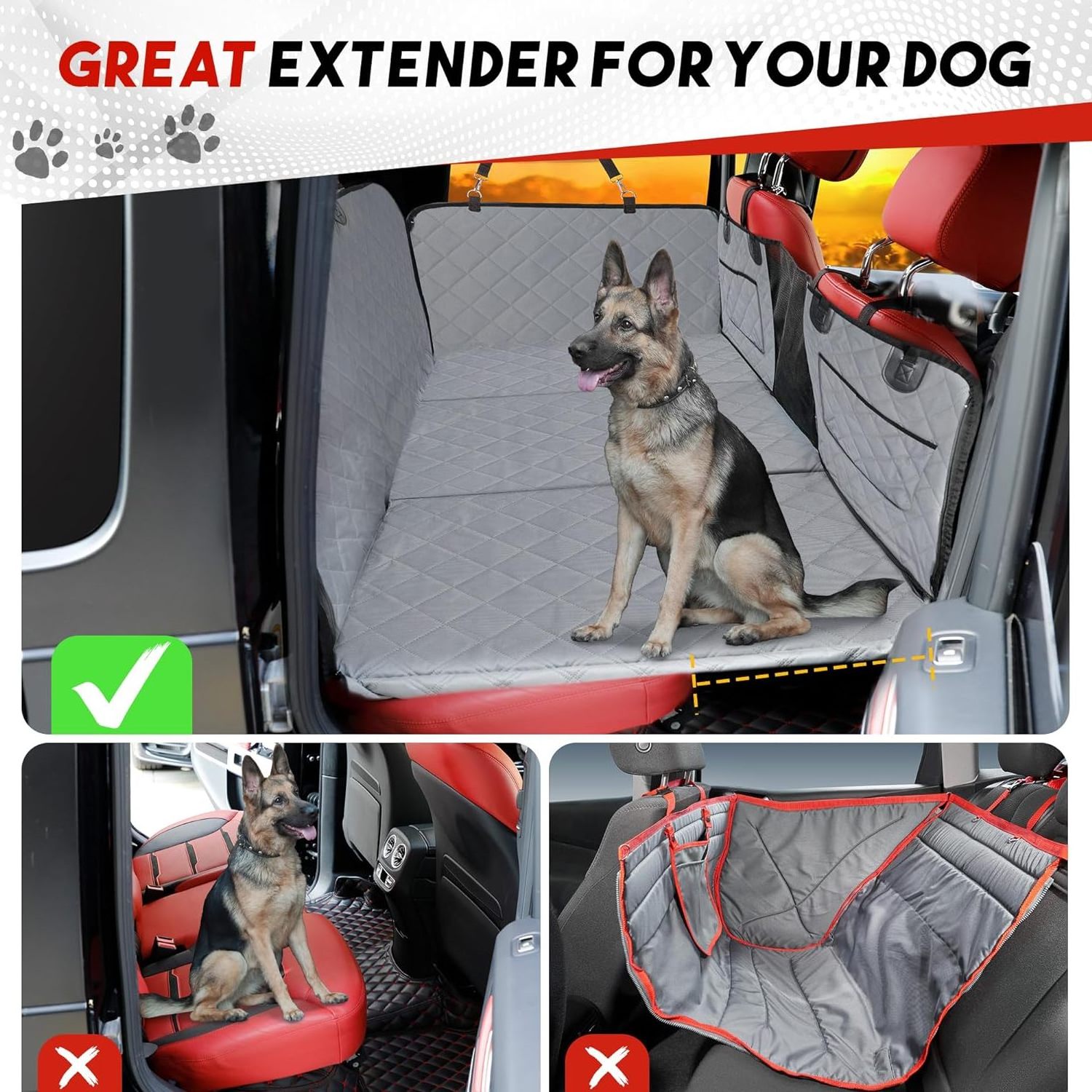 Hot selling Waterproof Back Seat Extender with Mesh Window and Storage Pocket Dog Car Hammock,Dog Car Seat Cover for Back Seat