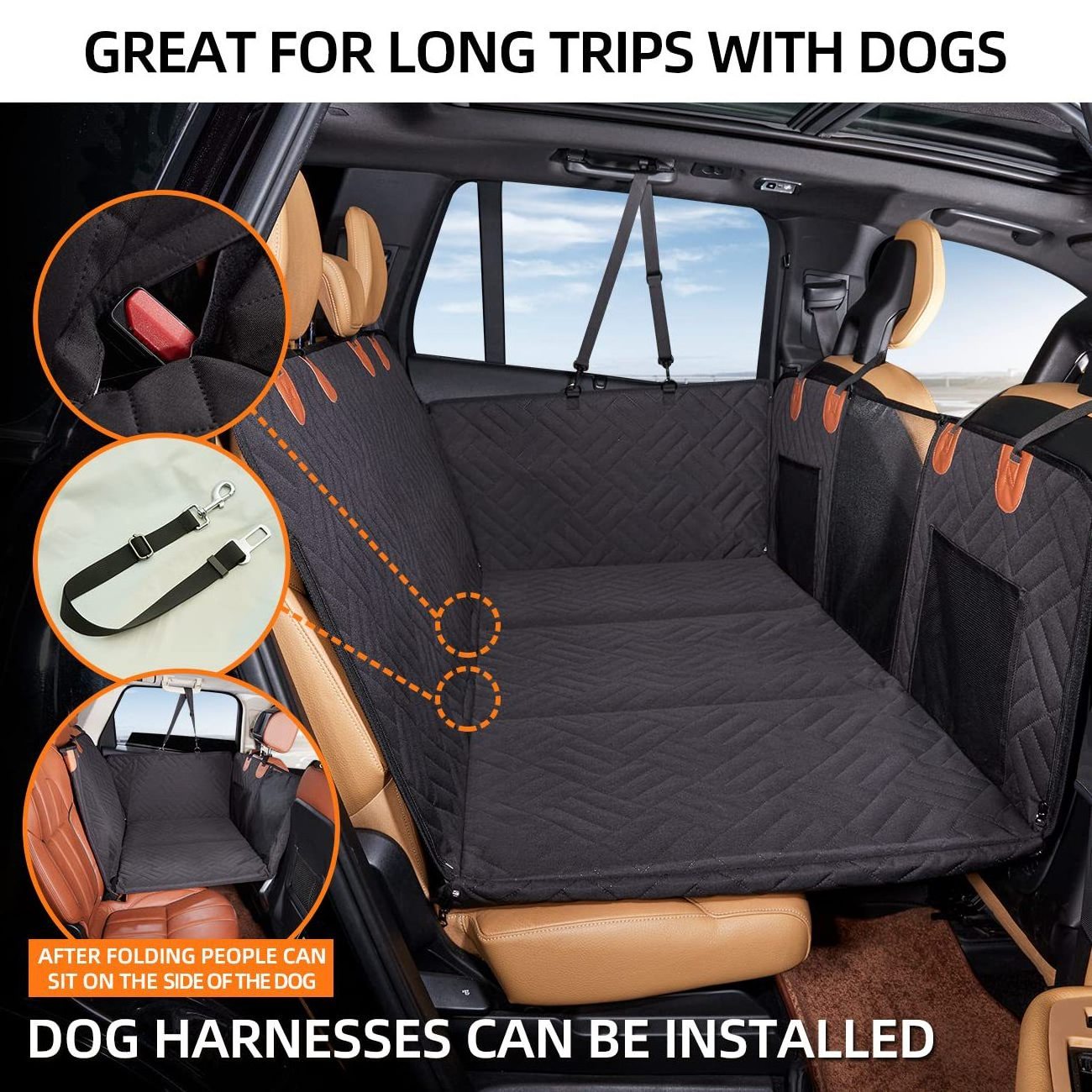 2024 Amazon Hot Sale Low Moq Low Price Pet Car Seat Cover Waterproof dogPet Travel Dog Car Seat Cover Back Seat Extender for dog