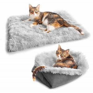 Factory Cheap Pet Cat Bed Mat Foldable Durable Plush 2 In 1 Warm Soft Puppy Pet Cushion pet Sleep Bag