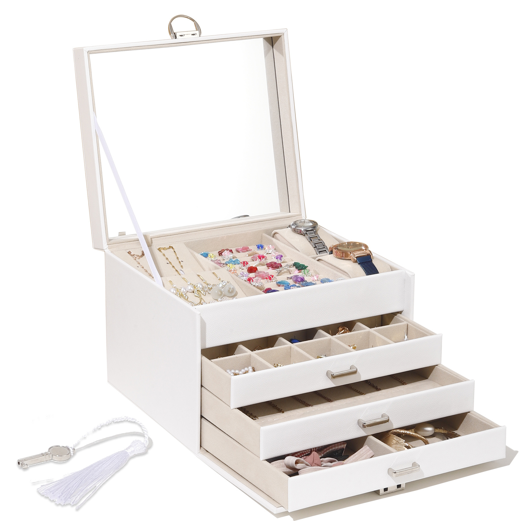 Hot Sale Customizable Multi-Layer Leather Jewelry Storage Box