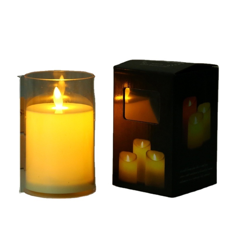 3D Realistic Bright Glass Table Led Candles With Moving Flame Candle Lamps Plastic Components Votive Floating Candle