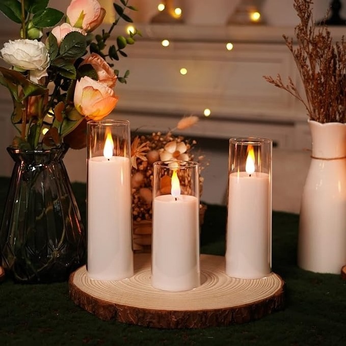 Hot Sale Plastic Glass Flameless Candles Flickering LED Candle for Home Decoration Smokeless LED Candles