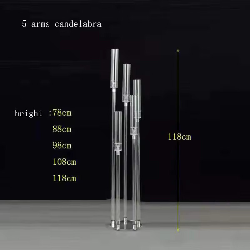 Crystal Modern Wedding Floor Clear Candelabra Tall Wedding Centerpieces Acrylic Candle Holders for Table Decorations