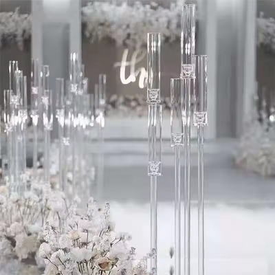 Crystal Modern Wedding Floor Clear Candelabra Tall Wedding Centerpieces Acrylic Candle Holders for Table Decorations