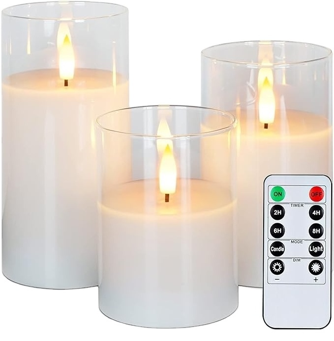 Hot Sale Plastic Glass Flameless Candles Flickering LED Candle for Home Decoration Smokeless LED Candles