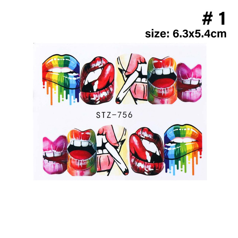 Hot style nail art stickers European and American big red lips street celebrity big mouth nail polish stick on nails