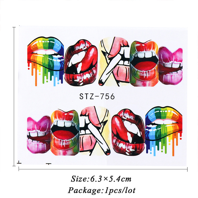 Hot style nail art stickers European and American big red lips street celebrity big mouth nail polish stick on nails