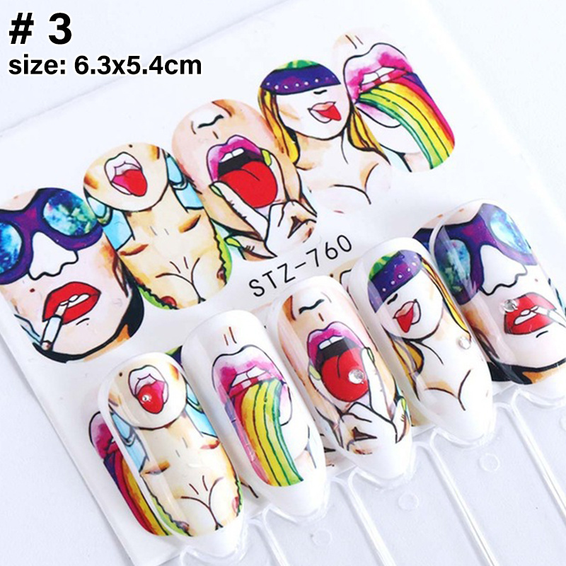 Hot style nail art stickers European and American big red lips street celebrity big mouth nail polish stick on nails