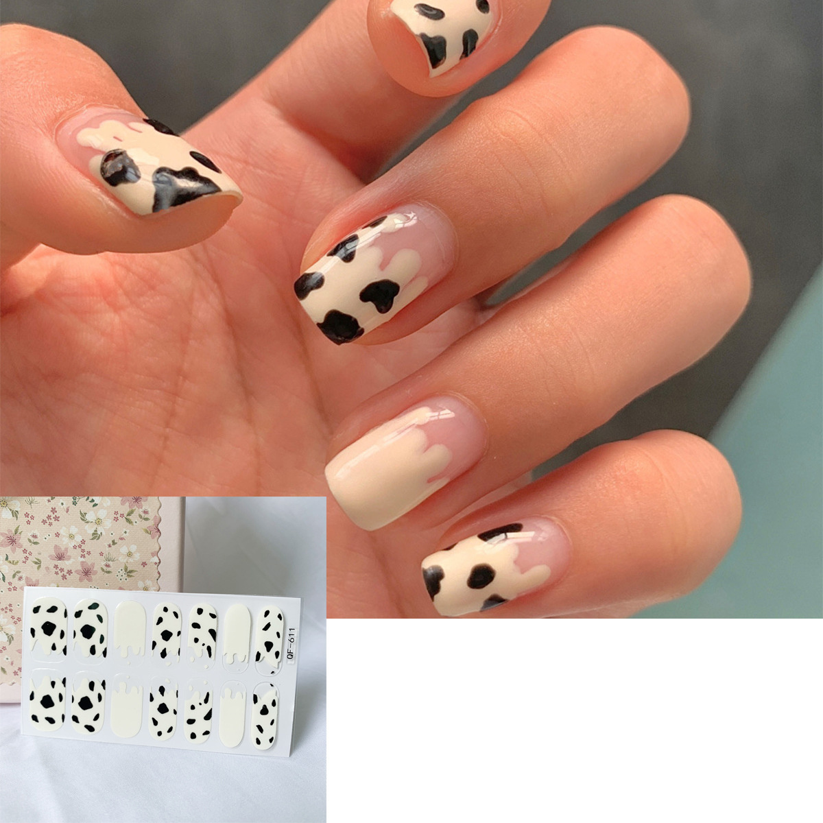 Wholesale Bulk Autumn and winter milk pattern frosted jumping color manicure stickers nail stickers waterproof removable