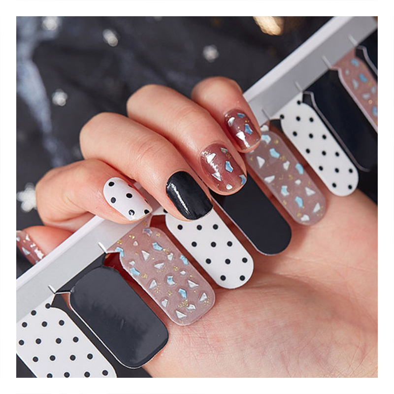 Designers Line Marble Jump Color Thick Semi Cured Gel Nail Sticker 3d Nail Sticker Flower Design Gel Sticker Nails