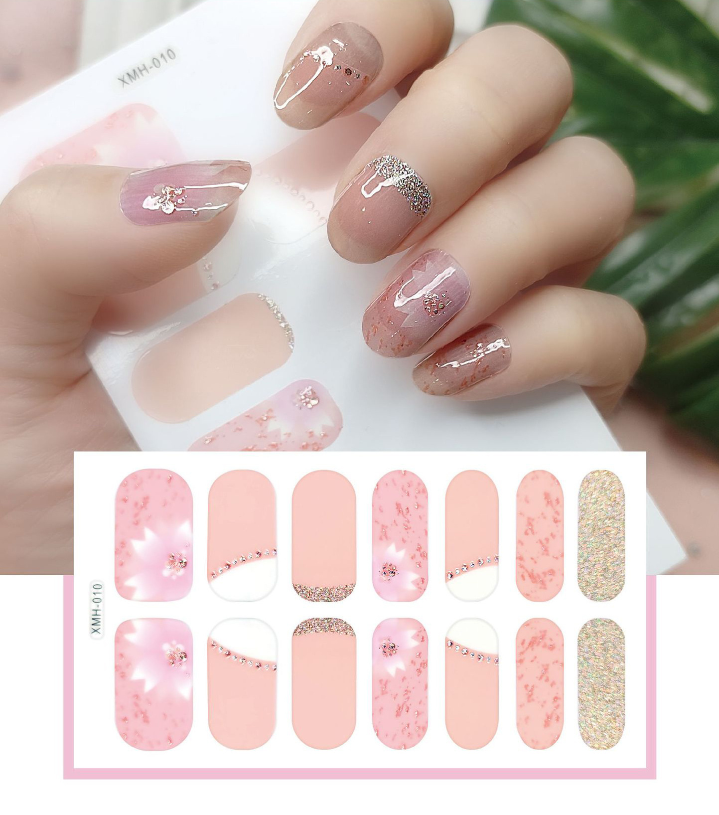 Hot Selling Full Wrap Nail Polish Stickers Self Adhesive spring summer flowers daisy Nail Decal Strips Nail Sticker