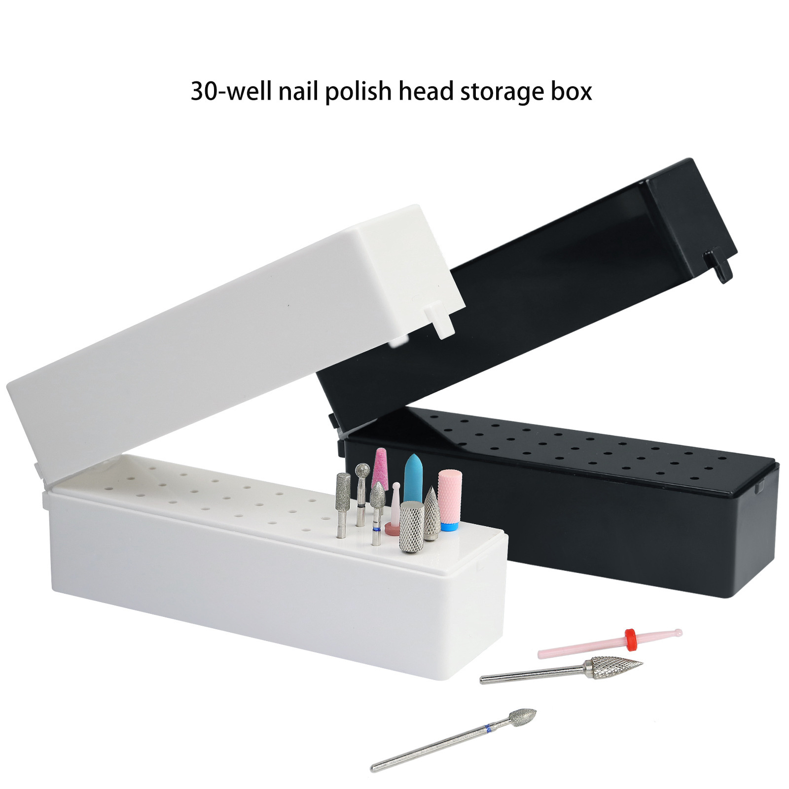 30-hole manicure storage manicure polishing head display rack drill bit storage and organization box color box packaging