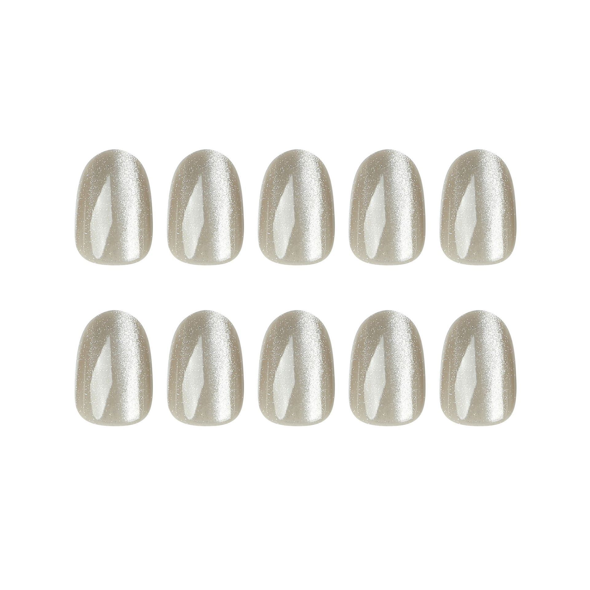 Luxury Cat Eye Press on Nails Coffin Diamond Tips Acrylic False Nails Artificial Fingernails Custom Rhinestone ABS French