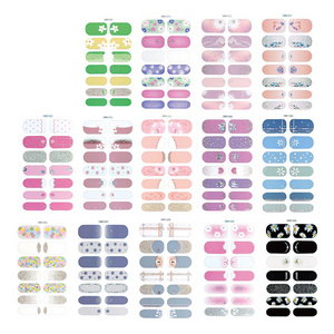 Hot Selling Full Wrap Nail Polish Stickers Self Adhesive spring summer flowers daisy Nail Decal Strips Nail Sticker